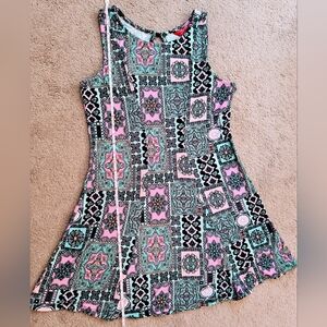 Women's sleeveless dress, Hot Kiss, Size L, Size 10, multi color pattern